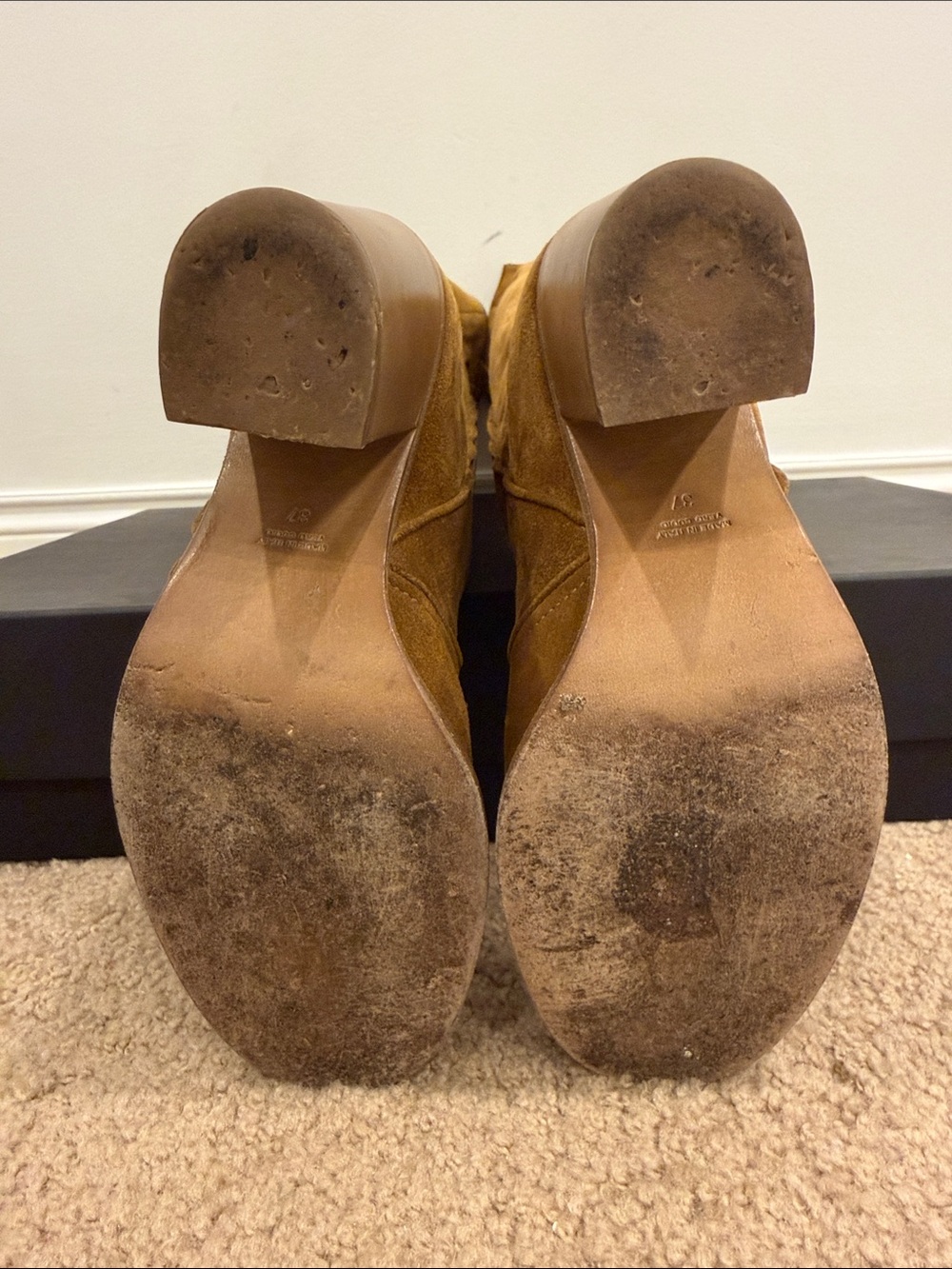 Laurence Dacade Camel Suede Over The Knee Boots EU 37 Stretch Back Basette style - Picture 9 of 9